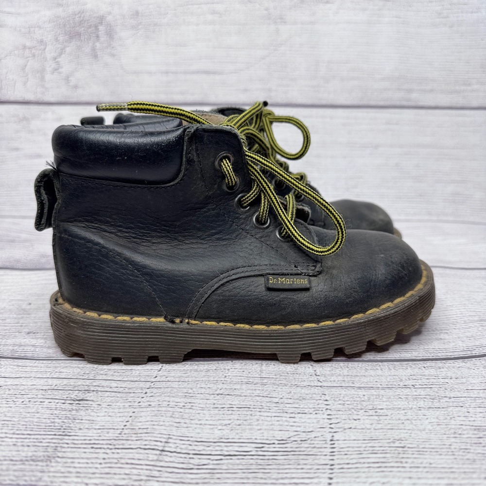Dr Martens Kids‎ Black Leather Lace Up Boots Made in England Little Kid size 10